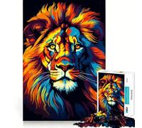 Puzzle 1000 pièces pour Adolescents Portrait de Lion en Pixel Art Découpe précise Jeu de réflexion Intelligent Activité relaxante pour Un Anniversaire (38x26cm)