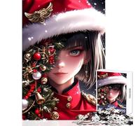 Puzzle 1000 pièces pour Adolescents Portrait de Noël d'une Fille d'anime Jeu éducatif pour Les Jeux et défis pédagogiques Dimensions 38x26cm