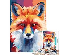 Puzzle 1000 pièces pour Adolescents Portrait de Renard coloré Jouet éducatif et Relaxant pour Toute la Famille Idée Cadeau Père Noël Secret (Dimensions 38x52cm)