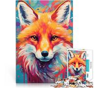 Puzzle 1000 pièces pour Adolescents Portrait de Renard Roux Abstrait Jouets éducatifs Liste de souhaits avec Le Père Noël 52x38cm