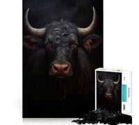 Puzzle 1000 pièces pour Adolescents Portrait de Taureau et de Vache Bords précis Jeu d'entraînement Mental Amusant et Calme Cadeau d'anniversaire Artistique (38x26cm)