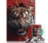 Puzzle 1000 pièces pour Adolescents Portrait de Tigre Jouets éducatifs Jeux Anti-Stress Cadeaux d'anniversaire Uniques 26x38cm