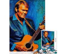 Puzzle 1000 pièces pour Adolescents Portrait du Guitariste Glen Campbell Jeu Anti-Stress Cadeau d'anniversaire Jeu Relaxant et Stimulant Dimensions 38x26cm