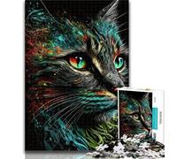 Puzzle 1000 pièces pour Adolescents Portrait d'un Beau Chat Puzzle 1000 pièces pour Adultes et Adolescents, Jouets éducatifs, idéal comme Cadeau pour Toute la Famille 50x75cm