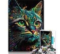 Puzzle 1000 pièces pour Adolescents, Portrait d'un Beau Chat, Puzzle Adulte, 1000 pièces, Anti-Stress, défi Difficile, décoration d'intérieur Unique et Cadeaux 50x75cm