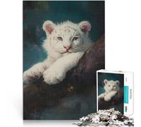 Puzzle 1000 pièces pour Adolescents Portrait d'un bébé Tigre Blanc pour s'amuser en Famille Cadeaux pour Les Amis et la Famille 38x26cm