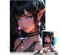 Puzzle 1000 pièces pour Adolescents Portrait d'une Elfe d'anime Entraînez Votre Cerveau et Vos Mains Œuvre d'art 75x50cm