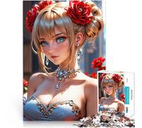 Puzzle 1000 pièces pour Adolescents Portrait Fantastique élégant d'une Femme avec des Roses Défi Difficile décoration Murale 50x70cm