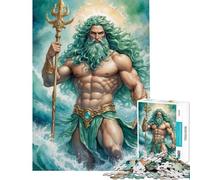 Puzzle 1000 pièces pour Adolescents Poséidon Dieu de la mer Activités Amusantes à la Maison Cadeau d'anniversaire Jeu Impossible pour Les 14 Ans et Plus (38x52cm)