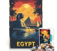 Puzzle 1000 pièces pour Adolescents, Poster Coucher de Soleil en Égypte, Jeu de réflexion, décoration Parfaite, Chaque pièce est Unique 38x52cm
