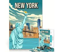 Puzzle 1000 pièces pour Adolescents,Poster de Voyage de la Skyline de New York,Art de la découpe,Jeu de logique Amusant,décoration Murale de Noël (38x26cm)