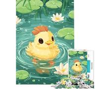Puzzle 1000 pièces pour Adolescents Poussin Mignon nageant dans Un étang Jeu intellectuel Jeu Impossible Analyse et logique Cadeau d'anniversaire (Dimensions 38x52cm)