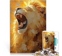 Puzzle 1000 pièces pour Adolescents Pouvoir du Lion Rugissant - 4Bold Impasto Textured Painting Jeux de détente Une œuvre d'art 75x50cm