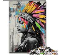 Puzzle 1000 pièces pour Adolescents, Princesse Indienne Graffiti, à partir de 14 Ans Un Jeu Stimulant à Offrir à Toute la Famille et aux Amis (Taille 50x75cm)