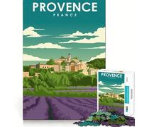 Puzzle 1000 pièces pour Adolescents Provence France Sunny Art Tight Cut Jeu de logique Amusant et Silencieux Décoration de Noël Cadeau (38x52cm)