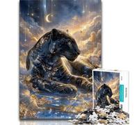 Puzzle 1000 pièces pour Adolescents, Puzzle 1000 pièces Motif léopard Noir, Jeu de Quiz, décoration Murale, Cadeaux Uniques pour Anniversaire et Noël (Taille 75x50cm)