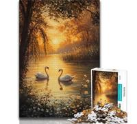 Puzzle 1000 pièces pour Adolescents Puzzle Couple de cygnes Jouet éducatif et décompressant décoration Parfaite 75x50cm