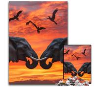 Puzzle 1000 pièces pour Adolescents, Puzzle en Bois Motif éléphant d'Afrique, intéressant pour réduire Le Stress, idées Cadeaux pour Les 14 Ans et Plus 50x75cm