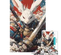 Puzzle 1000 pièces pour Adolescents Puzzle Japonais Lapin samouraï Jeux de société pour Adultes modèle à Assembler Cadeau d'anniversaire Unique (Taille 38x52cm)