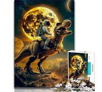Puzzle 1000 pièces pour Adolescents, Puzzles d'astronautes chevauchant Un tyrannosaure Rex, intéressant pour réduire Le Stress et interagir avec Les Parents (Taille 38x26cm)