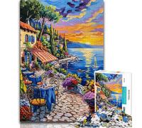 Puzzle 1000 pièces pour Adolescents Puzzles de paysages urbains méditerranéens pour Adultes Cadeau Amusant et activité pour la Maison Jouet pour Les Jours de Pluie 38x26cm