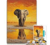 Puzzle 1000 pièces pour Adolescents, Puzzles de Peinture à l'huile d'éléphant d'Afrique pour Adultes, Anti-Stress, défi Difficile, Cadeaux du Père Noël Secret (Taille 38x26cm)
