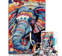 Puzzle 1000 pièces pour Adolescents,Puzzles éléphants psychédéliques pour Adolescents,Jeux d'activités familiales stimulants,Jouet de Bricolage pour décoration Murale de la Maison,Cadeaux 75x50cm