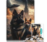 Puzzle 1000 pièces pour Adolescents, Puzzles pour Adultes, Chiens de Berger et Renards, Anti-Stress, Vacances à la Maison, Passe-Temps, améliore l'amour Entre Couples, 50x75cm