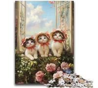 Puzzle 1000 pièces pour Adolescents, Puzzles Trois Chatons pour Adultes, Cadeau Amusant et activité pour la Maison, Jouet pour Les Jours de Pluie 38x26cm