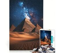 Puzzle 1000 pièces pour Adolescents Pyramide égyptienne de Nuit, Jeux éducatifs, Course de Vitesse Manuelle, Collection d'artistes, Beaux-Arts 50x75cm