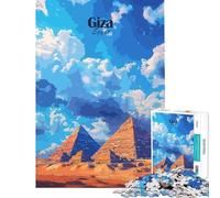 Puzzle 1000 pièces pour Adolescents Pyramides de Gizeh Égypte Jouet éducatif Jeu Pratique Cadeau d'anniversaire Cadeau de Père Noël Secret (Dimensions 38x52cm)