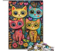 Puzzle 1000 pièces pour Adolescents Quatre Chats, éléphant, Jeu intellectuel, Cadeau d'anniversaire, décoration Murale pour Les 14 Ans et Plus (Taille 50x75cm)
