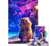 Puzzle 1000 pièces pour Adolescents Quokka Mignon au Bord de la mer Jeu Manuel Jouet addictif pour cultiver la Patience Cadeau d'anniversaire Décoration intérieure (Taille 50x75cm)