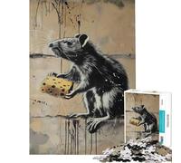 Puzzle 1000 pièces pour Adolescents Rat Cheese Graffiti Banksy Activités Amusantes à la Maison améliore la mémoire Jeu Pratique Convient aux 14 Ans et Plus (50x75cm)