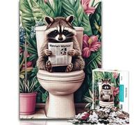 Puzzle 1000 pièces pour Adolescents Raton Laveur dans Les Toilettes Puzzles pour Adolescents, Jouet éducatif intellectuel décompressant, Cadeau d'anniversaire (Taille 75x50cm)