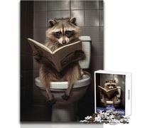 Puzzle 1000 pièces pour Adolescents - Raton Laveur - Toilettes - Journal - Jeu intellectuel - Idéal pour se divertir à la Maison - Cadeau de Noël Secret - Dimensions : 38x52cm