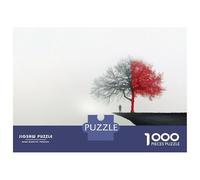 Puzzle 1000 Pièces pour Adolescents Red Tree on Cliff Edge Puzzle pour Adolescents Améliore La Mémoire Défi À Réaliser Amusant en Famille Et Soirée Jeux 70x50cm/1000pcs