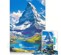 Puzzle 1000 pièces pour Adolescents Reflet du Cervin Jeu de logique Amusant et Silencieux Décoration de Noël Cadeau (38x26cm)