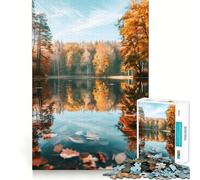 Puzzle 1000 pièces pour Adolescents Reflets sur Le lac en Automne Jeu de réflexion aux Bords Nets Activité Amusante et relaxante pour Un Anniversaire (50x75cm)
