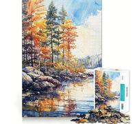 Puzzle 1000 pièces pour Adolescents Reflets sur Un lac d'automne Jeu de réflexion sans Couture pour se détendre,Jouer et Passer Un Moment agréable Loisirs créatifs de Noël (50x75cm)