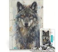 Puzzle 1000 pièces pour Adolescents Regard de Loup mélancolique Décoration Murale Difficile et Stimulant pour Les Gamers 38x52cm