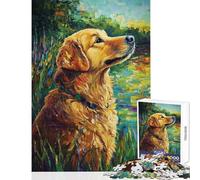 Puzzle 1000 pièces pour Adolescents Regard doré Un Moment de sérénité chez Un Chien Puzzle pour Adultes et familles Modèle à Assembler Idéal comme Cadeau pour Toute la Famille (50x75cm)