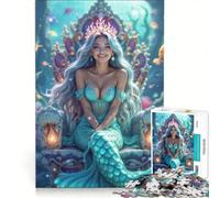 Puzzle 1000 pièces pour Adolescents Reine sirène sur Son trône Jeu Impossible Difficile et Stimulant Cadeau d'anniversaire ou de Noël Unique 50x75cm