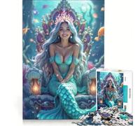 Puzzle 1000 pièces pour Adolescents Reine sirène sur Son trône Jeu Impossible Difficile et Stimulant Cadeau d'anniversaire ou de Noël Unique 38x52cm