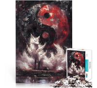 Puzzle 1000 pièces pour Adolescents Renard à Neuf queues Yin Yang Difficile et défi Cadeau d'anniversaire, Cadeaux, décoration Murale 75x50cm