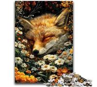 Puzzle 1000 pièces pour Adolescents Renard endormi dans Les Fleurs Jouet éducatif intellectuel décompressant Décoration Parfaite 26x38cm