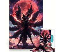 Puzzle 1000 pièces pour Adolescents Renard Kitsune Lune de Sang Découpe Précise,Jeu d'exercice cérébral,Temps de détente,Jeu Amusant pour Un Anniversaire (38x26cm)