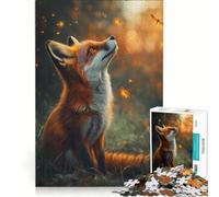 Puzzle 1000 pièces pour Adolescents Renard Observant Les lucioles, Jouet à Monter soi-même, améliore la mémoire, avec des pièces de Formes aléatoires Parfaitement emboîtables 38x52cm