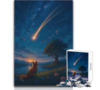 Puzzle 1000 pièces pour Adolescents - Renard Observant Une étoile filante - Jeu de précision - Dimensions:38x52cm