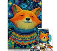 Puzzle 1000 pièces pour Adolescents, Renard Portant Un Foulard, Jeu éducatif, défi, Cadeau pour Amis et Famille, à partir de 14 Ans, 38x26cm